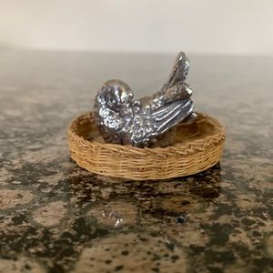 Silver Bird in Basket